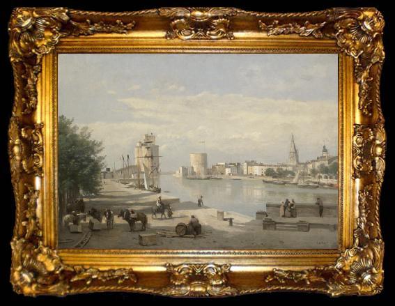 framed  Jean-Baptiste-Camille Corot The Harbor of La Rochelle, ta009-2